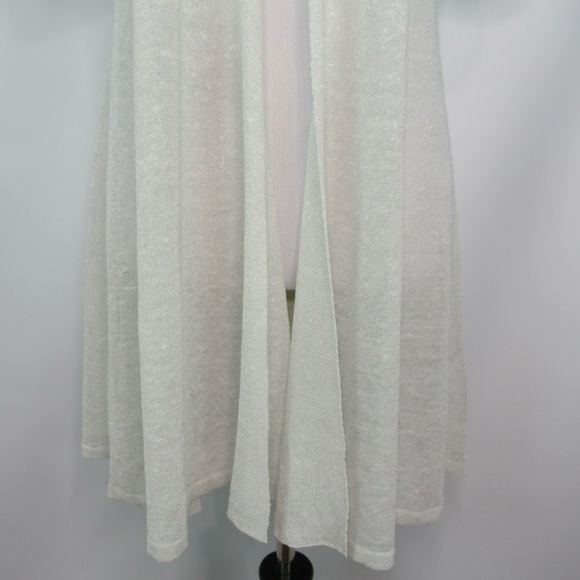 EILEEN FISHER Fine Organic Linen Crepe Shimmer Sheer Cardigan Women’s Size Large - Picture 4 of 11
